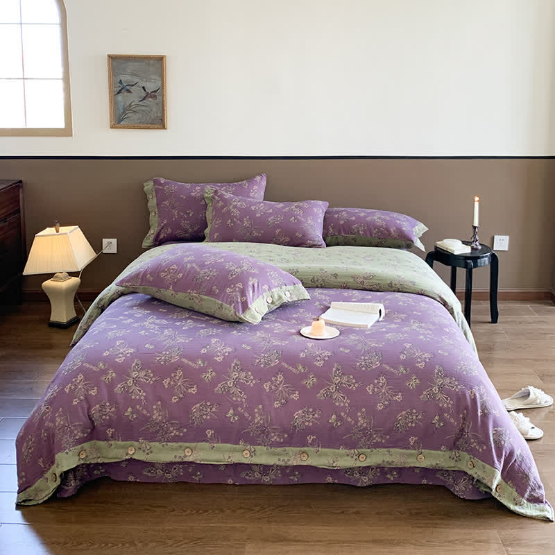 Elegantes Bettwäscheset aus Baumwolle mit Schmetterlingsknöpfen (4-teilig)