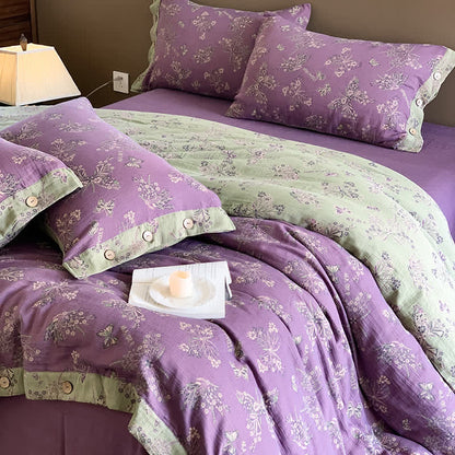 Elegantes Bettwäscheset aus Baumwolle mit Schmetterlingsknöpfen (4-teilig)