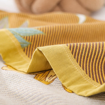 Weiche Steppdecke aus Baumwollgaze mit Sonnenblumenmotiv