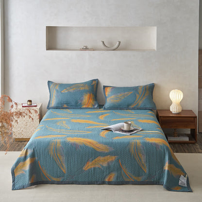 Luxuriöse, atmungsaktive Steppdecke aus Baumwollgaze mit Federn