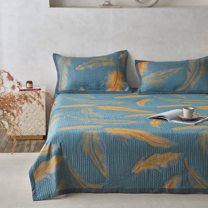 Luxuriöse, atmungsaktive Steppdecke aus Baumwollgaze mit Federn