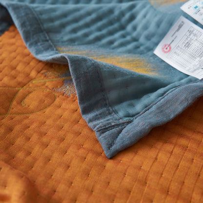 Luxuriöse, atmungsaktive Steppdecke aus Baumwollgaze mit Federn