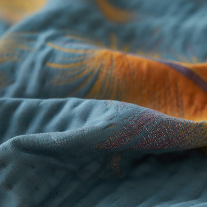 Luxuriöse, atmungsaktive Steppdecke aus Baumwollgaze mit Federn