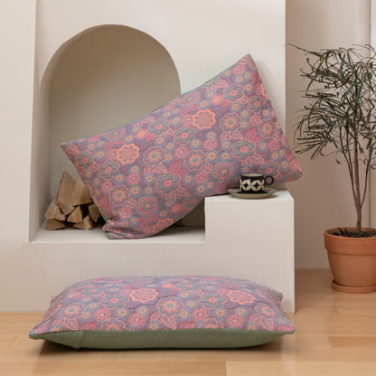Wendesteppdecke aus Baumwollgaze mit Blumen-Jacquardmuster