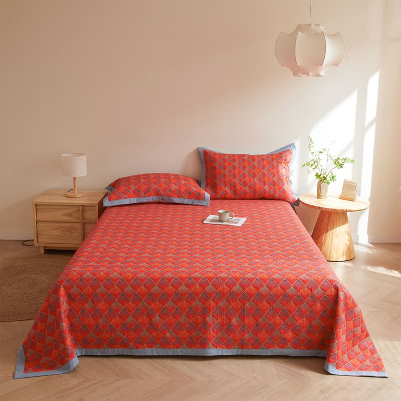Elegante Steppdecke aus Baumwollgaze mit Pfauenschwanz