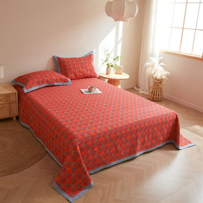 Elegante Steppdecke aus Baumwollgaze mit Pfauenschwanz