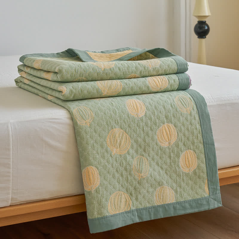 Elegante Sommersteppdecke aus Baumwollgaze in Kürbisform