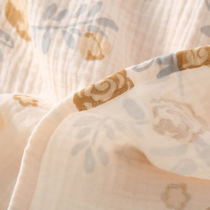 Rustikales Pyjama-Set aus Baumwollgaze mit Rosenmuster