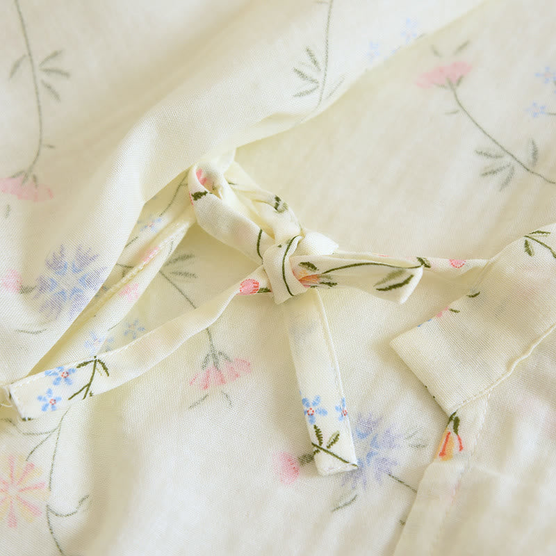 Kimono-Pyjama-Set aus Baumwollgaze mit Blumenmuster