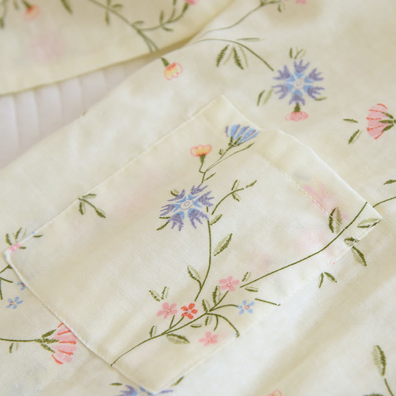 Kimono-Pyjama-Set aus Baumwollgaze mit Blumenmuster