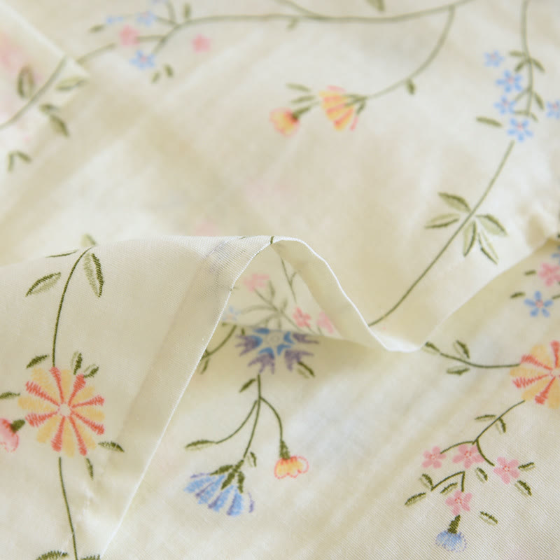 Kimono-Pyjama-Set aus Baumwollgaze mit Blumenmuster