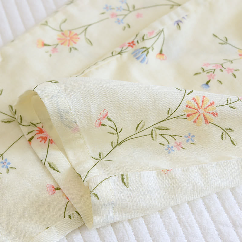 Kimono-Pyjama-Set aus Baumwollgaze mit Blumenmuster