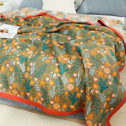 Ownkoti Vintage Wende-Bettdecke, weiche Steppdecke mit Blumenmuster