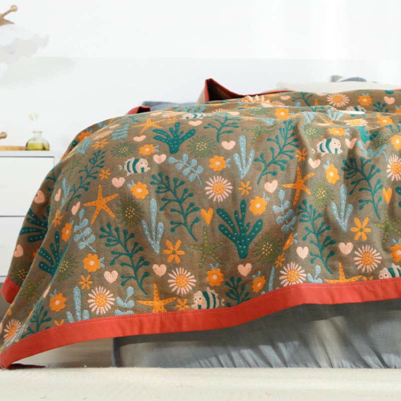 Ownkoti Vintage Wende-Bettdecke, weiche Steppdecke mit Blumenmuster