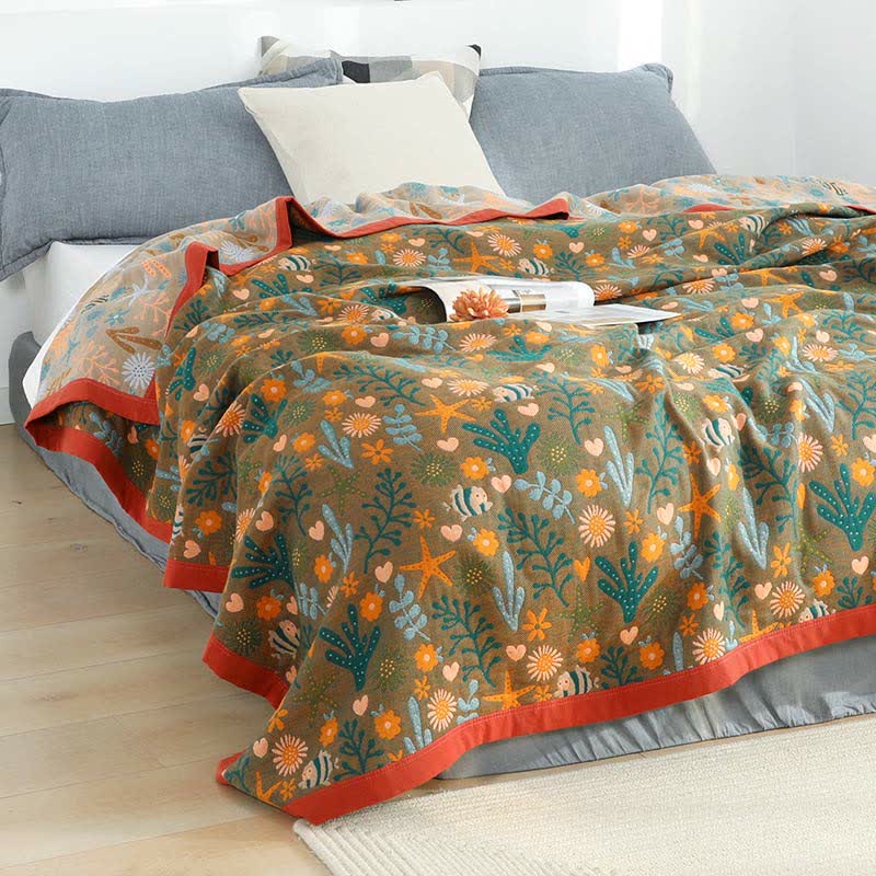 Ownkoti Vintage Wende-Bettdecke, weiche Steppdecke mit Blumenmuster
