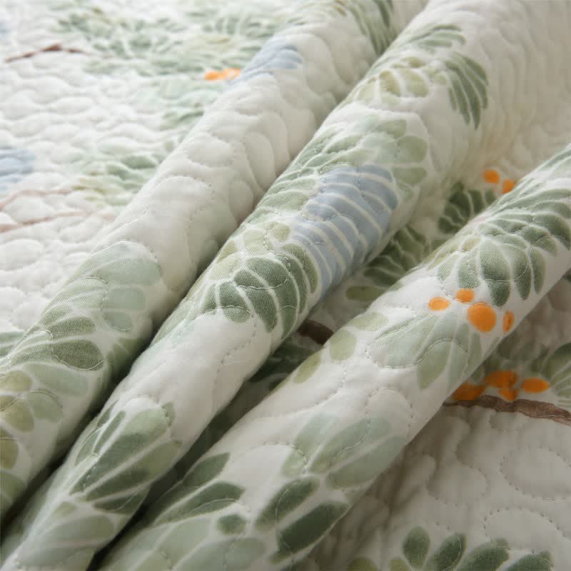 Gesteppte Bettwäsche aus reiner Baumwolle mit rustikalem Baummotiv