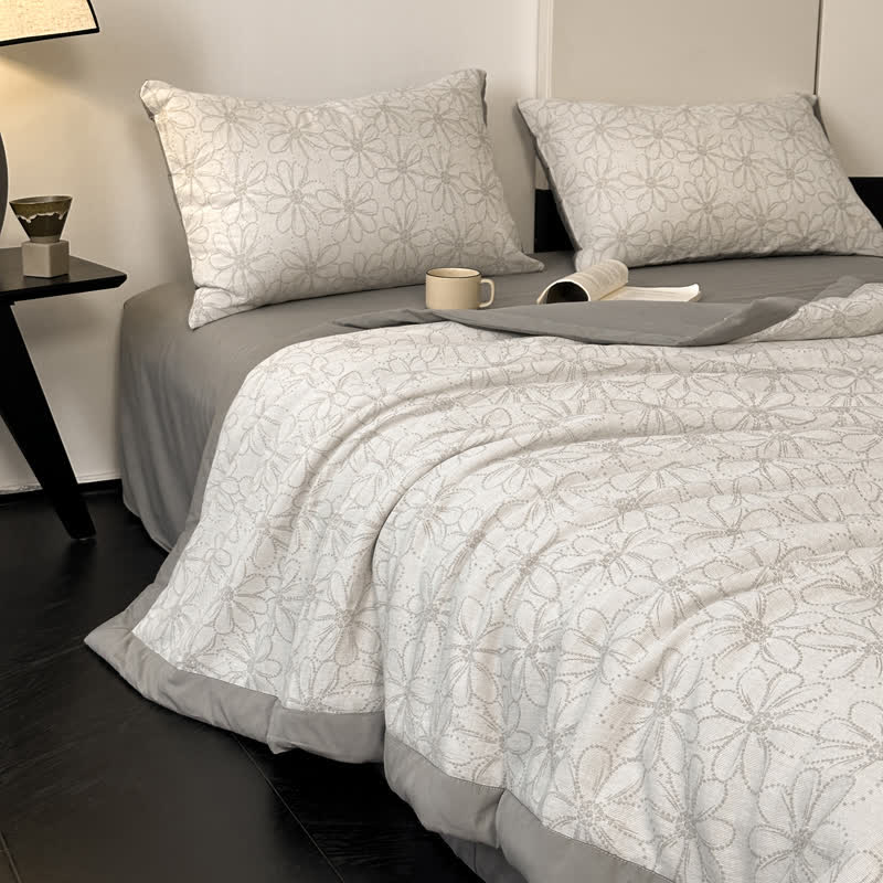 Atmungsaktive Jacquard-Bettwäsche aus Baumwollgaze mit Gänseblümchenmotiv