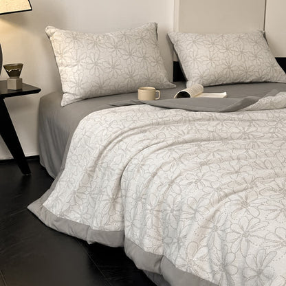 Atmungsaktive Jacquard-Bettwäsche aus Baumwollgaze mit Gänseblümchenmotiv
