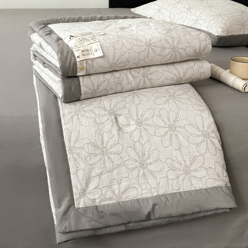 Atmungsaktive Jacquard-Bettwäsche aus Baumwollgaze mit Gänseblümchenmotiv