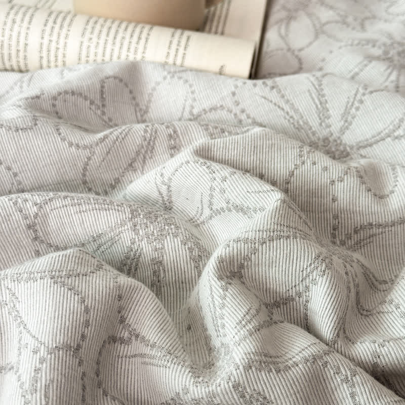 Atmungsaktive Jacquard-Bettwäsche aus Baumwollgaze mit Gänseblümchenmotiv