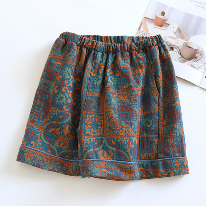 Jacquard-Pyjamashorts aus reiner Baumwolle im Retro-Stil