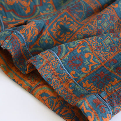 Jacquard-Pyjamashorts aus reiner Baumwolle im Retro-Stil