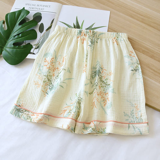 Sommer-Pyjama-Shorts aus Baumwollgaze im Pastoralstil
