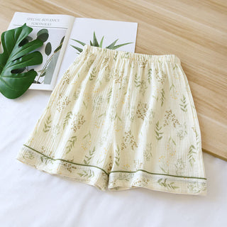 Weiche Pyjama-Shorts aus Baumwollgaze im Pastoralstil