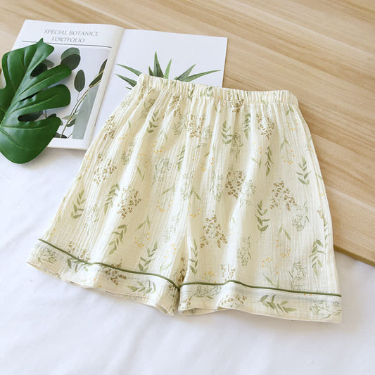 Weiche Pyjama-Shorts aus Baumwollgaze im Pastoralstil