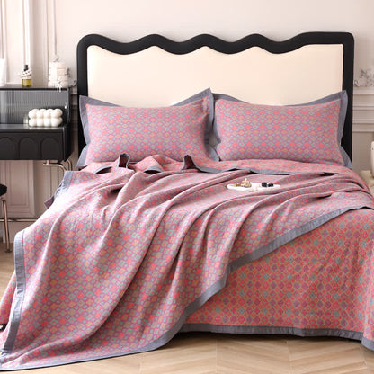 Bio-Steppdecke aus Baumwoll-Jacquard im Blumenstil