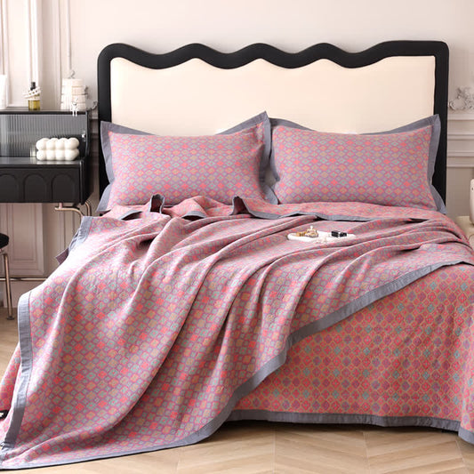 Bio-Steppdecke aus Baumwoll-Jacquard im Blumenstil