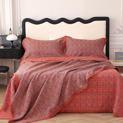 Bio-Steppdecke aus Baumwoll-Jacquard im Blumenstil