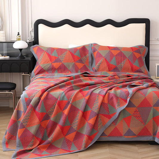 Wendesteppdecke aus Bio-Baumwolle mit Jacquard-Dreieck