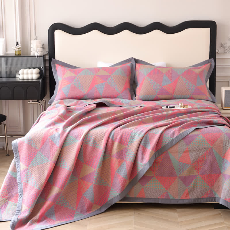 Wendesteppdecke aus Bio-Baumwolle mit Jacquard-Dreieck