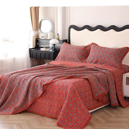 Bio-Steppdecke aus Baumwoll-Jacquard im Blumenstil