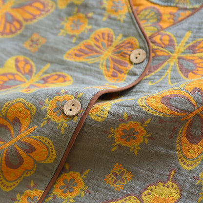 Loungewear-Set aus Baumwolle mit verkürzter Hose und Schmetterlingsmuster