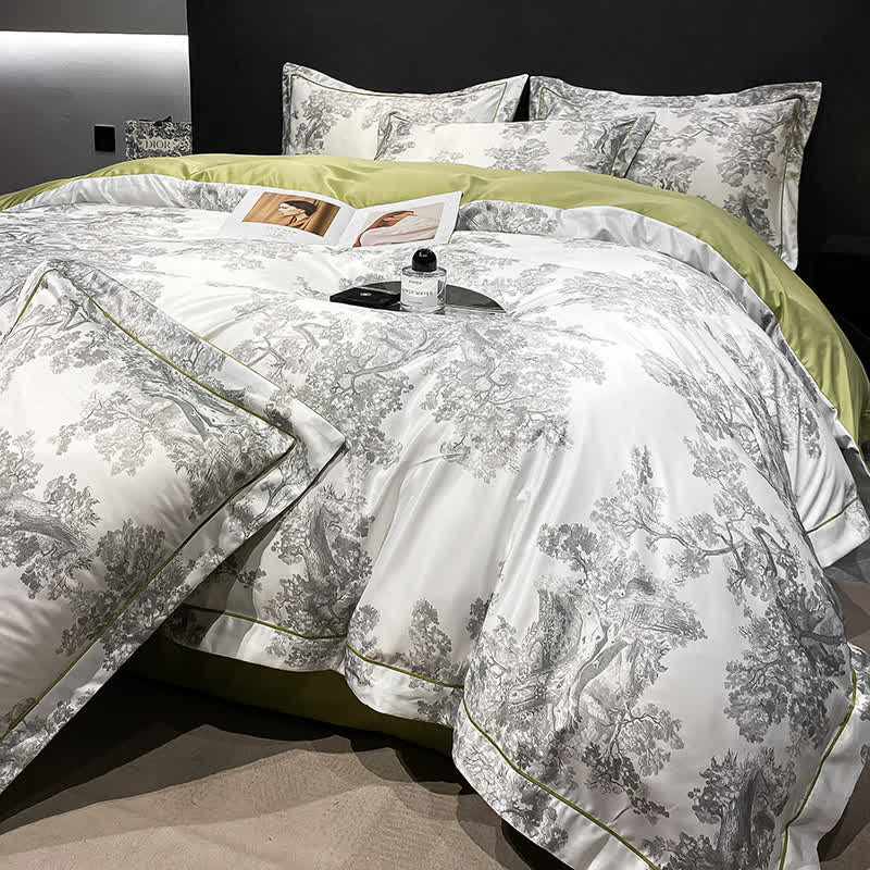 Atmungsaktives Bettwäscheset für den Sommer mit rustikalem Blumenmuster (4-teilig)