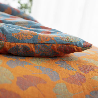 Jacquard-Bettwäsche aus Baumwollgaze mit Ginkgoblättern