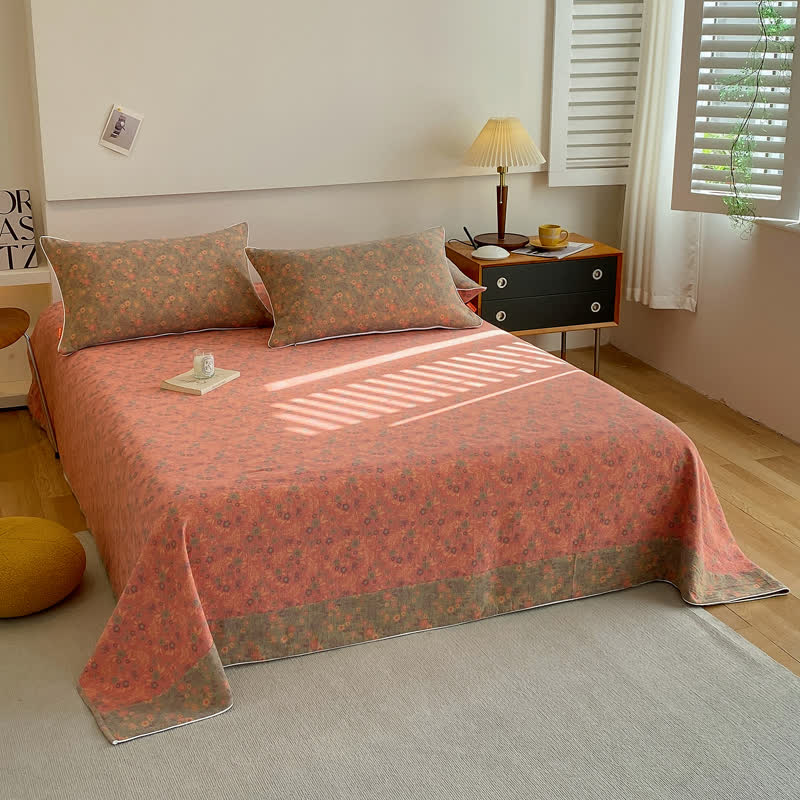 Doppellagige Baumwollgaze-Bettdecke mit Vintage-Blumenmuster