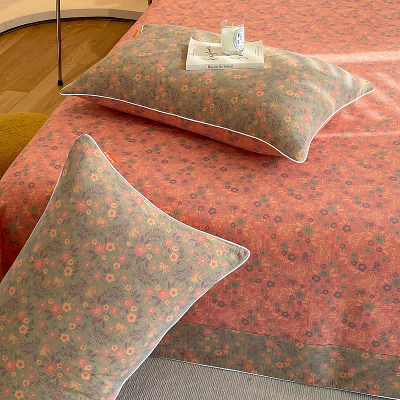 Doppellagige Baumwollgaze-Bettdecke mit Vintage-Blumenmuster