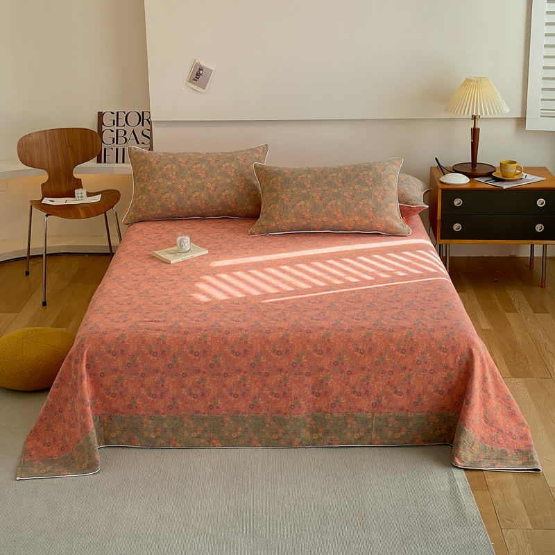 Doppellagige Baumwollgaze-Bettdecke mit Vintage-Blumenmuster