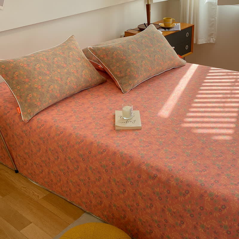 Doppellagige Baumwollgaze-Bettdecke mit Vintage-Blumenmuster