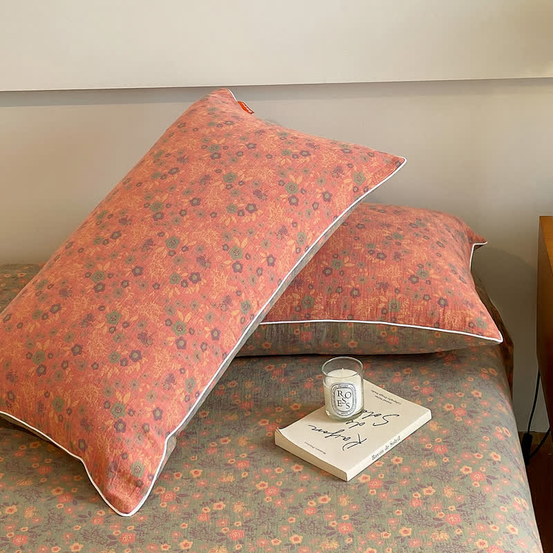Doppellagige Baumwollgaze-Bettdecke mit Vintage-Blumenmuster