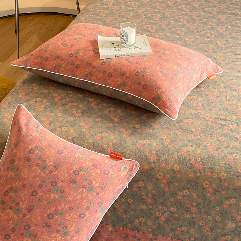Doppellagige Baumwollgaze-Bettdecke mit Vintage-Blumenmuster
