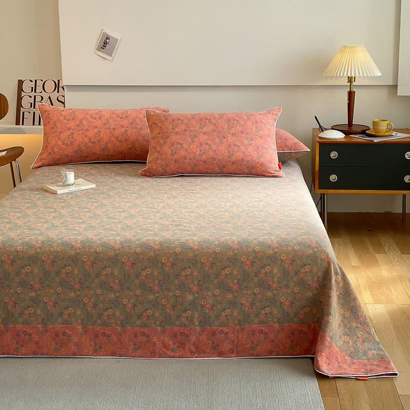 Doppellagige Baumwollgaze-Bettdecke mit Vintage-Blumenmuster