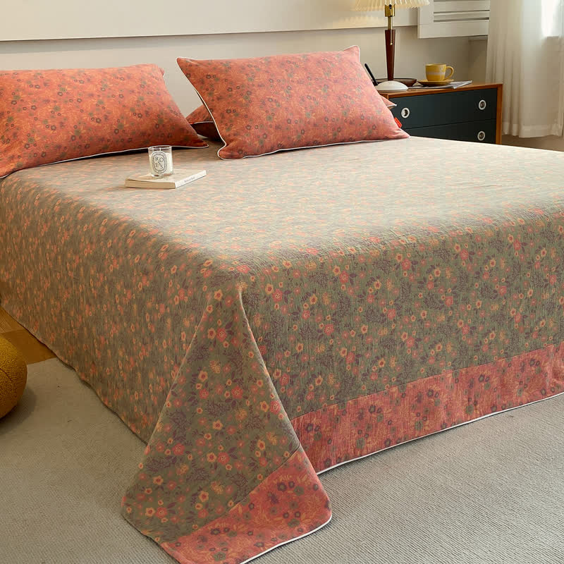 Doppellagige Baumwollgaze-Bettdecke mit Vintage-Blumenmuster