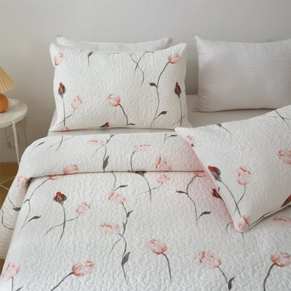 Elegante, gesteppte Bettwäsche aus reiner Baumwolle in Rose