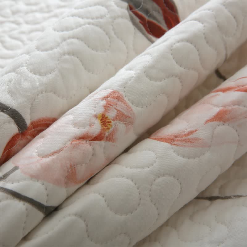Elegante, gesteppte Bettwäsche aus reiner Baumwolle in Rose