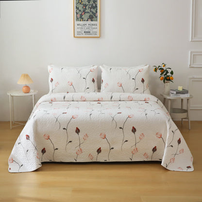 Elegante, gesteppte Bettwäsche aus reiner Baumwolle in Rose