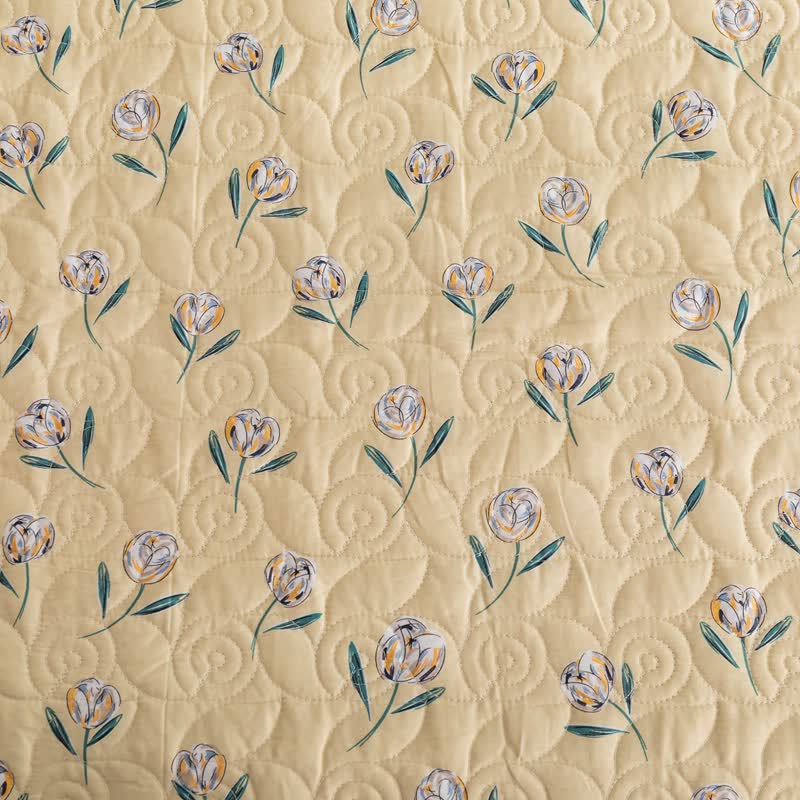 Rustikale Tulpen-Steppbettwäsche aus reiner Baumwolle